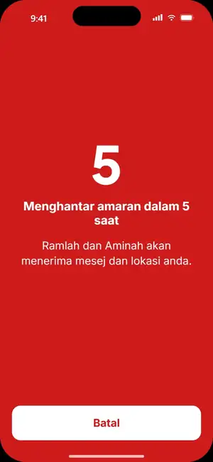 Skrin SOS dan kecemasan